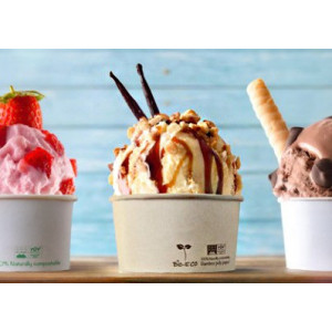250 Pz Coppetta Bicchiere per Gelato in Carta di Bamboo Biodegradabile 80cc