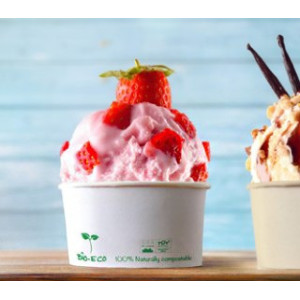 250 Pz Coppetta Gelato Compostabile Biodegradabile Bianco 80cc