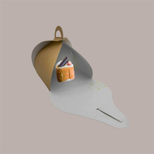 10 Pz Scatola Monoporzione Avana per Trasporto Dolci 10x10 H8 cm