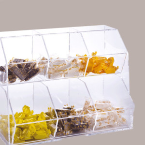 Porta Granelle Contenitore Trasparente 6 Scomparti Multiuso 45x25H33,5 cm