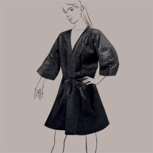 10 Pz Kimono Monouso con Cintura Nero in Tessuto TNT [114798a0]