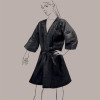 10 Pz Kimono Monouso con Cintura Nero in Tessuto TNT [114798a0]