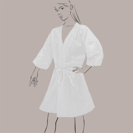 10 Pz Kimono Monouso con Cintura Bianco in Tessuto TNT [96eb40a1]