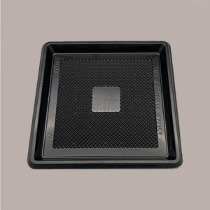 50 Pz Vassoio Quadrato Medoro Nero Plastica Rigido 28x28 cm [d27a5256]