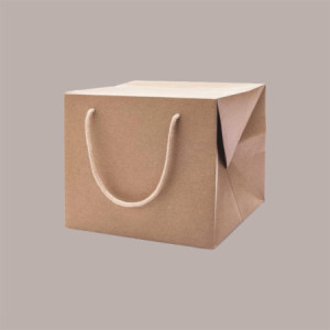 10 Pz Bag Box Porta Panettone Carta Kraft Avana con Cordino 25+25x25 cm [05820c80]