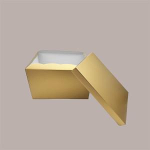 2 Pz Scatola per Confezione Regalo Baule e Coperchio Carta Fibra Oro 400x285H240 mm