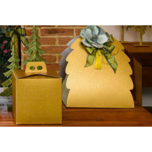 Scatola Quadrello Porta Panettone Alto e Pandoro in Carta Fibra Oro 21x21x22 cm 10 pezzi [73e2289b]