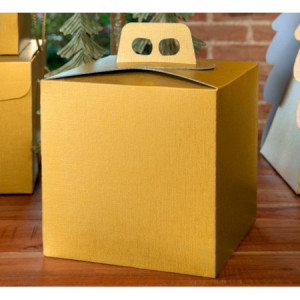 Scatola Quadrello Porta Panettone Alto e Pandoro in Carta Fibra Oro 21x21x22 cm 10 pezzi [76b26f85]