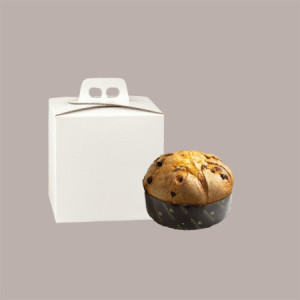 Scatola Quadrello Porta Panettone Alto e Pandoro in Carta Fibra Bianco 21x21x22 cm 10 Pz