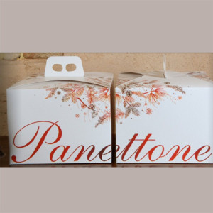 Scatola Quadrello Grafica Idea Rosso Porta Panettone Basso in Carta 21x21x22 cm 10 Pezzi