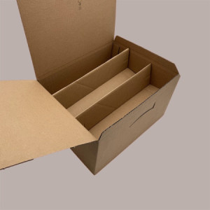 Segreto Scatola in Carta Avana Porta 6 Bottiglie Orizzontali 325x255x180 mm 10 pezzi