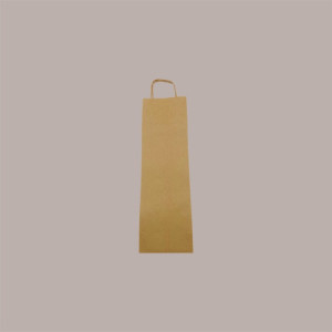 Borsa Busta Carta Avana porta 1 Bottiglia 750 ml con Manico in Cordoncino 12+8.5x39cm 20 Pezzi [42f85946]