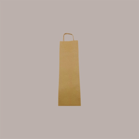 Borsa Busta Carta Avana porta 1 Bottiglia 750 ml con Manico in Cordoncino 12+8.5x39cm 20 Pezzi [42f85946]