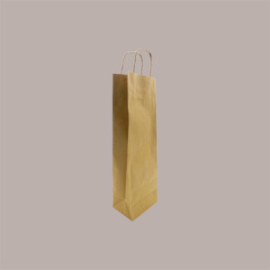 Borsa Busta Carta Avana porta 1 Bottiglia 750 ml con Manico in Cordoncino 12+8.5x39cm 20 Pezzi [29939c51]