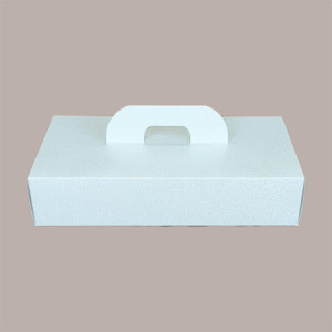 Scatola Porta Strudel in Cartoncino Bianco grafica effetto pelle 28x15H6cm 10 pezzi