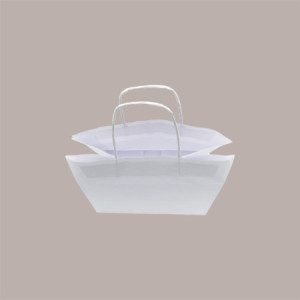 Borsa Carta Bianca Shopper Base Larga Gelateria 28+17x26 200 Pezzi [ab6f034e]