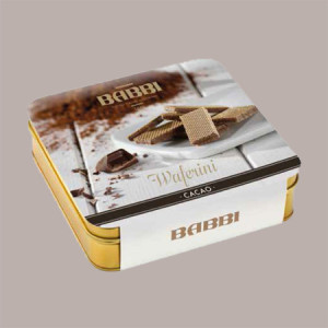 BABBI Waferini gusto Cacao, Confezione Regalo in Latta Dorata 190g [5c8e2fcb]