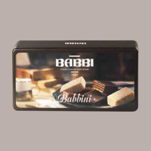 BABBI Babbini Waferini Assortiti, Cioccolatini al Latte e Fondente, Confezione Regalo in Latta da 600g, 55 Pezzi, 340x200x55mm