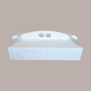Scatola Porta Paste Dolci in Cartoncino Avorio Damascato 39x28H6cm 10 pezzi