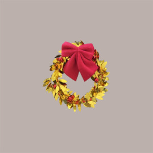 Decorazione Coroncina Foglie Oro con Fiocco e Palline Rossi 9,5 cm 8 pezzi [18eeffb0]