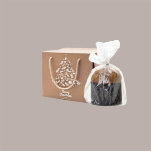 Bag Box Porta Panettone Kraft Avana con Grafica Albero di Natale 24x24x20 cm 10 pezzi