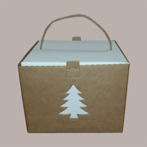 Scatola per Confezione Regalo Porta Panettone Alto in Cartoncino Avana grafica Albero 210x210H210mm, 5 pezzi [be638e15]