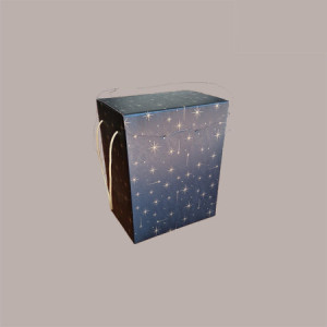 Scatola per Confezione Regalo Natale Porta Panettone Bottiglia Valigetta Piccola Cartoncino Nero grafica Stelle Oro S [2ef44e7e]
