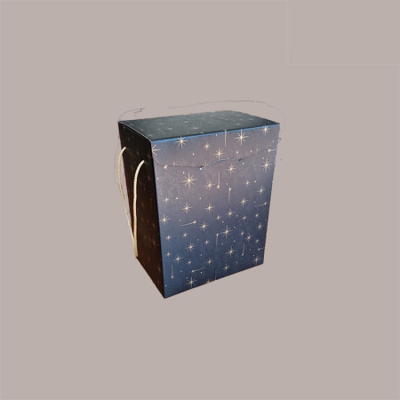 Scatola per Confezione Regalo Natale Porta Panettone Bottiglia Valigetta Piccola Cartoncino Nero grafica Stelle Oro S [2ef44e7e]