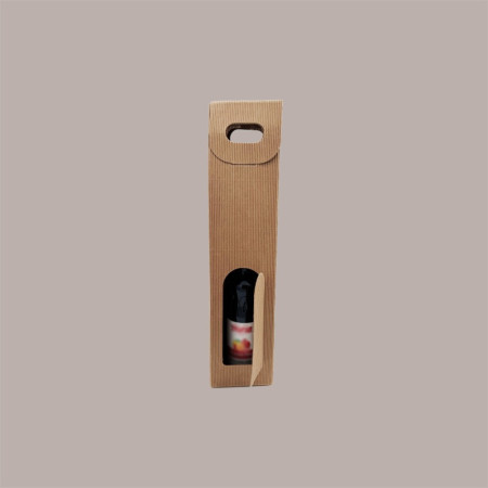 10 Pz Scatola Astuccio Porta 1 Bottiglia 750 ml Olio Vino in Cartoncino Onda Avana con finestra 90x90H385mm [cafb3e9c]