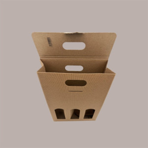 Scatola Astuccio Porta 3 Bottiglie 750 ml Olio Vino in Cartoncino Onda Avana 270x90H390mm 10 pezzi