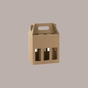 Scatola Minibox Porta 6 Bottiglie Birra o Olio da 33 cl in Carta Avana con Finestra 190x130x210 mm 10 Pezzi [893b90fe]