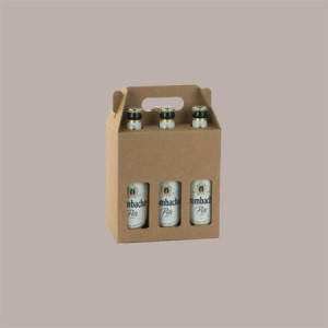 Scatola Minibox Porta 6 Bottiglie Birra o Olio da 33 cl in Carta Avana con Finestra 190x130x210 mm 10 Pezzi