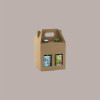 Scatola Mini box Porta 4 Bottiglie Birra o Olio da 33 cl in Carta Avana con Finestra 155x155x160 mm 10 Pezzi [d8712202]