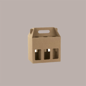 Scatola Minibox Porta 6 Bottiglie Birra o Olio da 33 cl in Carta Avana con Finestra 230x155x160 mm 10 Pezzi [e75ba951]