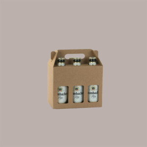 Scatola Minibox Porta 6 Bottiglie Birra o Olio da 33 cl in Carta Avana con Finestra 230x155x160 mm 10 Pezzi