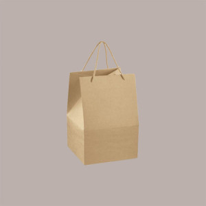 Saccotto Scatola con Manico con Cordino Porta Panettone Alto in Cartoncino Avana 200x200H355mm 10 pezzi [062f76aa]