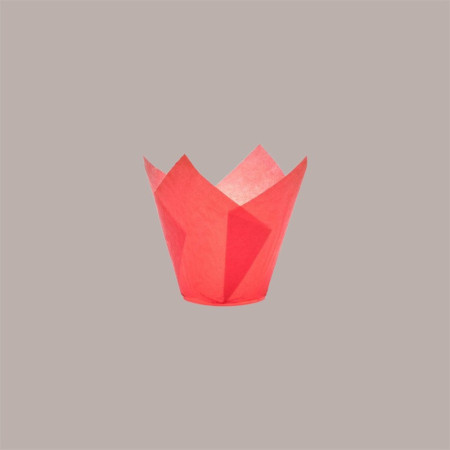Pirottino Tulipano Carta Muffin Colore Rosso Fondo 50 mm H95 mm 100 Pezzi [be1384eb]