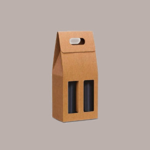 Scatola Astuccio Porta 2 Bottiglie Olio Vino 750 ml in Cartoncino Onda Avana 180x90H390mm 10 pezzi [d15783d4]
