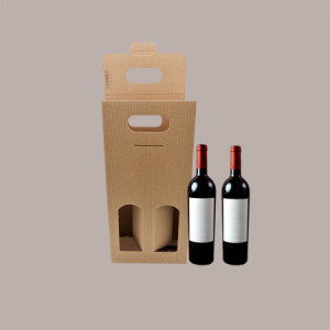 Scatola Astuccio Porta 2 Bottiglie Olio Vino 750 ml in Cartoncino Onda Avana 180x90H390mm 10 pezzi [3298737b]