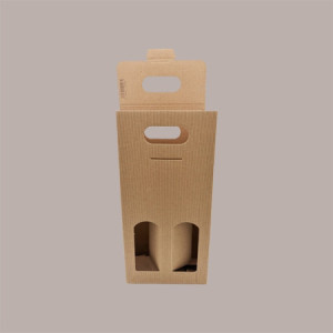 Scatola Astuccio Porta 2 Bottiglie Olio Vino 750 ml in Cartoncino Onda Avana 180x90H390mm 10 pezzi [3838fd47]