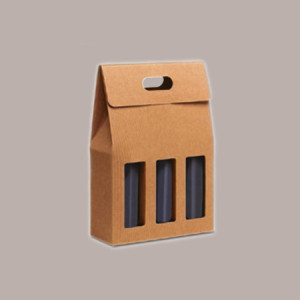 Scatola Astuccio Porta 3 Bottiglie 750 ml Olio Vino in Cartoncino Onda Avana 270x90H390mm 10 pezzi [6ceaccec]