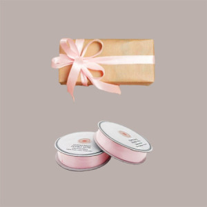 Confezione Doppio Nastro in Raso Rosa Chiaro per Scatola Regalo 25 mm 50 mt 2 pezzi