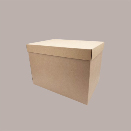 Scatola Baule con Coperchio Carta Avana Liscio 490x340H340 mm 2 pezzi [aab0af6a]