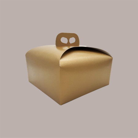 Scatola per Confezione Regalo Porta Panettone Basso da 1 Kg in Cartoncino grafica Skin Oro 245x245H130mm 10 pezzi [3c702546]
