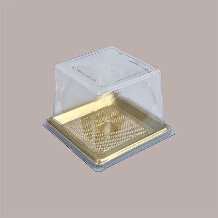 Mini Vassoio per piccoli Dolci Desert Monoporzione Quadrato Oro Medoro + Coperchio 9,5x9,5cm Alcas 100 pezzi [16cceeed]