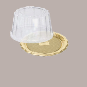 Mini Vassoio Plastica per piccoli Dolci Dessert  Monoporzione Tondo Oro Medoro + Coperchio Dm12H6cm Alcas 100 pezzi [d9fbdb70]