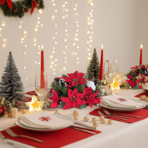 Decorazione Natalizia Colore Oro con Aghi e Bacche Oro Artificiali 6 pezzi