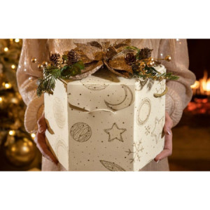 Decorazione per Confezioni Regalo Pigna e Pino con Bacche oro H155 mm 8 Pezzi