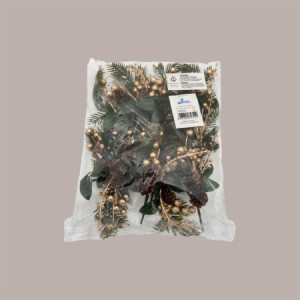 Decorazione per Confezioni Regalo Pigna e Pino con Bacche oro H155 mm 8 Pezzi [7bd74a74]