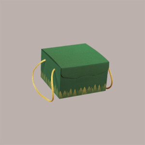 Scatola Segreto Porta Panettone Grafica Green Forest con Cordini 245x245H150 mm 5 Pezzi [bd68fe8d]